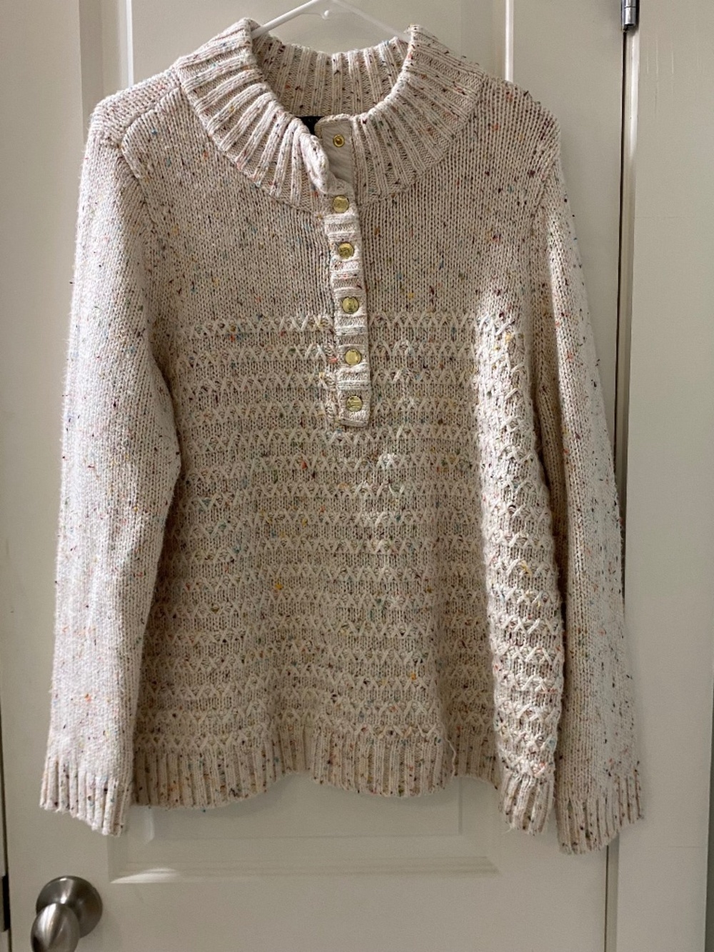 Talbots Texure Tweed Snap Mockneck Sweater, Petite Size XLP